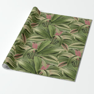 Papel De Regalo Vintage Tropical Palm Agua Botánica Verde