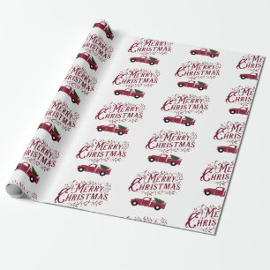 Papel De Regalo VIntage Truck Merry Christmas