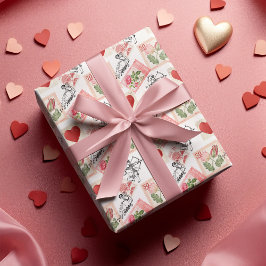 Papel De Regalo Vintage Valentine Cupido y estampillas