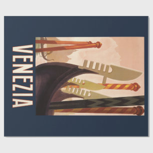 Papel De Regalo Vintage Venice Italy Gondola Travel