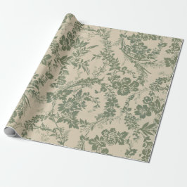 Papel De Regalo Vintage Vibrant Green Floral Pattern