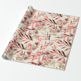Papel De Regalo Vintage Watercolor Flowers and Leaves