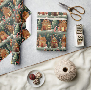 Papel De Regalo Vintage Watercolor gingerbread Navidades