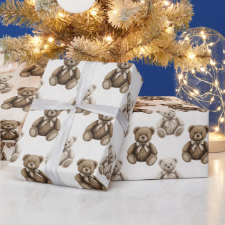 Papel De Regalo Vintage Watercolor Teddy Bear