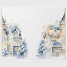 Vintage Watercolour Navidades House WrapPaper