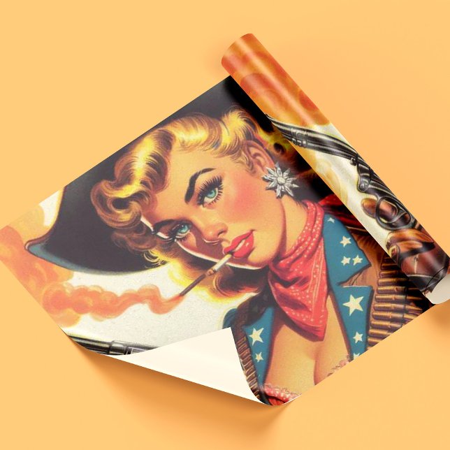 Papel De Regalo Vintage Western Cowgirl Pin Up (Subido por el creador)