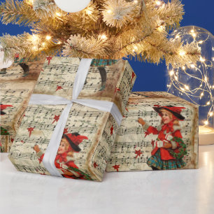Papel De Regalo Vintage What Child is This Navidad Carol Script
