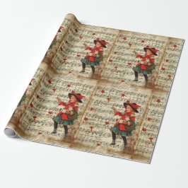 Papel De Regalo Vintage What Child is This Navidad Carol Script