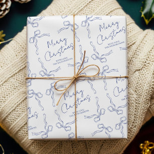Papel De Regalo Vintage Whimsical Bows Family Name Blue Festimes