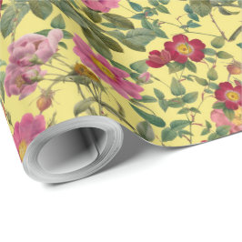 Papel de regalo Vintage Wild Rose en amarillo Butt