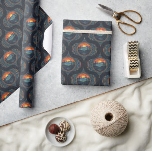 Papel De Regalo Vintage Wilderness Sunset Mandala Mid Century Ogee