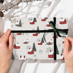Papel De Regalo Vintage Winter Village lindos Navidades Tema