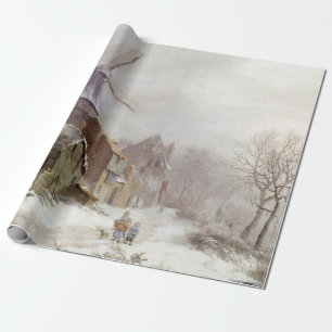 Papel De Regalo Vintage Winter Windmill