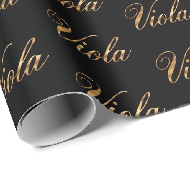 Papel De Regalo Viola gold Design Lettering Geschenkpapier (Esquina del rollo)