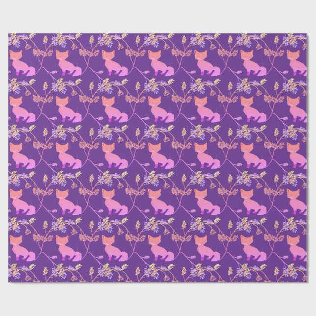 Papel De Regalo Violet Nocturno de Zorro Bebé (Superficie plana)