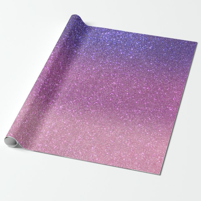 Papel De Regalo Violet Princess Rubor Pink Triple Purpurina Ombre (Desenrollado)