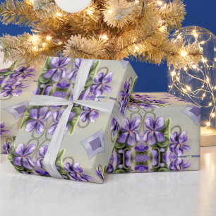 Papel De Regalo violetas en tarro lunar