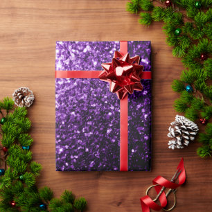 Papel De Regalo Violetas oscuras purpurina brillante falsa brilla