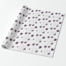 Papel De Regalo Violetas salvajes acuarela pintada a mano monogram