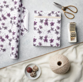 Papel De Regalo Violetas salvajes acuarela pintada a mano monogram