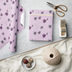Papel De Regalo Violetas Silvestres Acuarela Pintadas a Mano