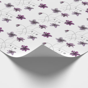 Papel De Regalo Violetas Silvestres Aquarela Monograma Pintado a M