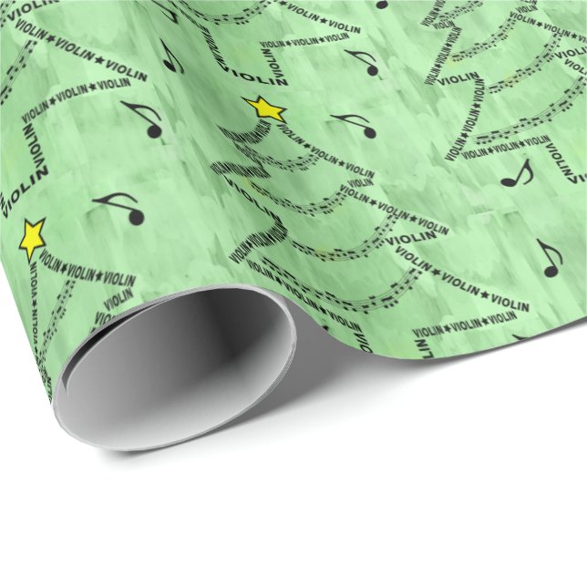 Papel De Regalo Violin Text Christmas Tree (Esquina del rollo)