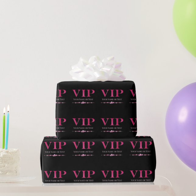 Papel De Regalo VIP rosa glamoroso en negro (Regalos de fiesta)