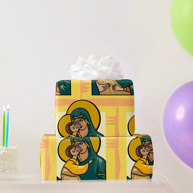 Papel De Regalo Virgen bizantina moderna María y religión infantil (Subido por el creador)