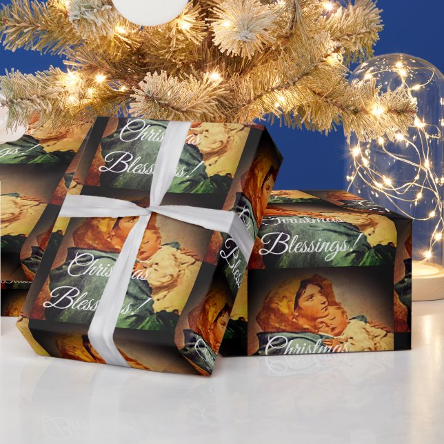 Papel De Regalo Virgen María con Navidades infantiles (Vacaciones)