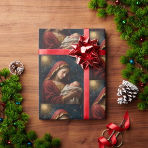 Papel De Regalo Virgen María y Jesús Navidades Natividad