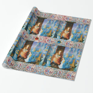 PAPEL DE REGALO VIRGEN Y NIÑO, CONCIERTO DE ÁNGELES, JOYAS PRECIOS