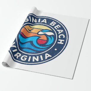 Papel De Regalo Virginia Beach Virginia VA Vintage Nautical Waves