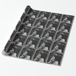 Papel De Regalo Virginia Woolf con rayas de cebra cita de escritur