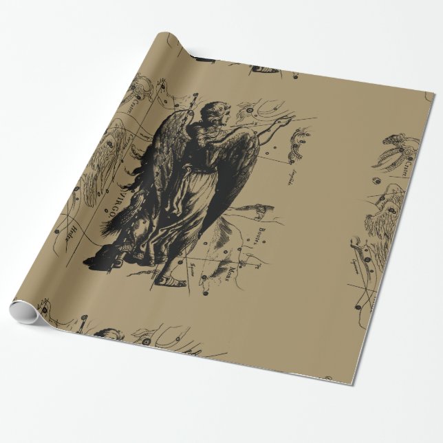 Papel De Regalo Virgo Constellation Hevelius Etching Style (Desenrollado)