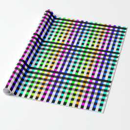 Papel De Regalo Vishy Checkered Pattern Rainbow White Placa