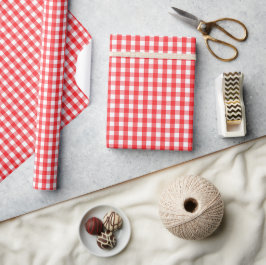 Papel De Regalo Vishy Checkered Pattern Red Placa Blanca