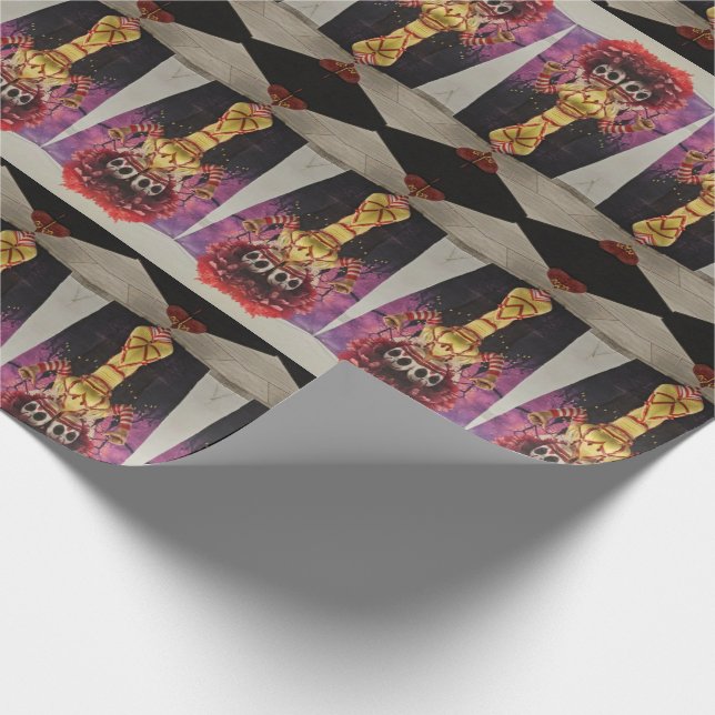 Papel De Regalo visiones de fiestas del disfraz malvado del payaso (Esquina)