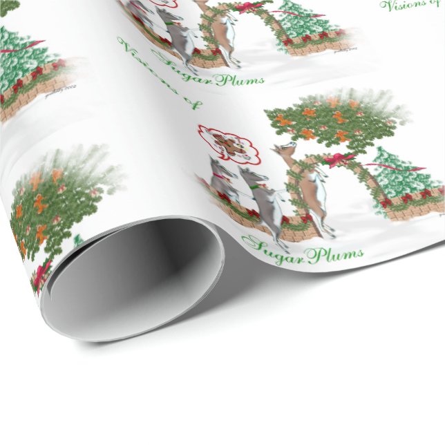 Papel De Regalo Visiones de Navidades de cabra de ciruelas azucare (Esquina del rollo)