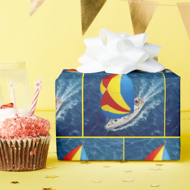Papel De Regalo Vista aérea de un velero con spinnaker (Fiesta de cumpleaños )