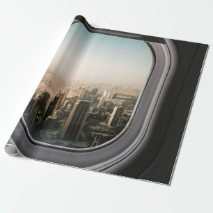 PAPEL DE REGALO VISTA DE LA CIUDAD A TRAVÉS DEL AVIÓN DURANTE EL
