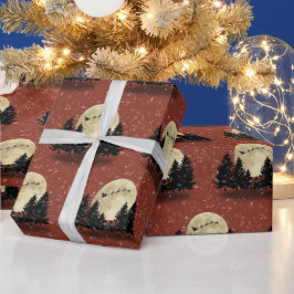 Papel De Regalo Vista de Santa sobre Navidades de madera quemada
