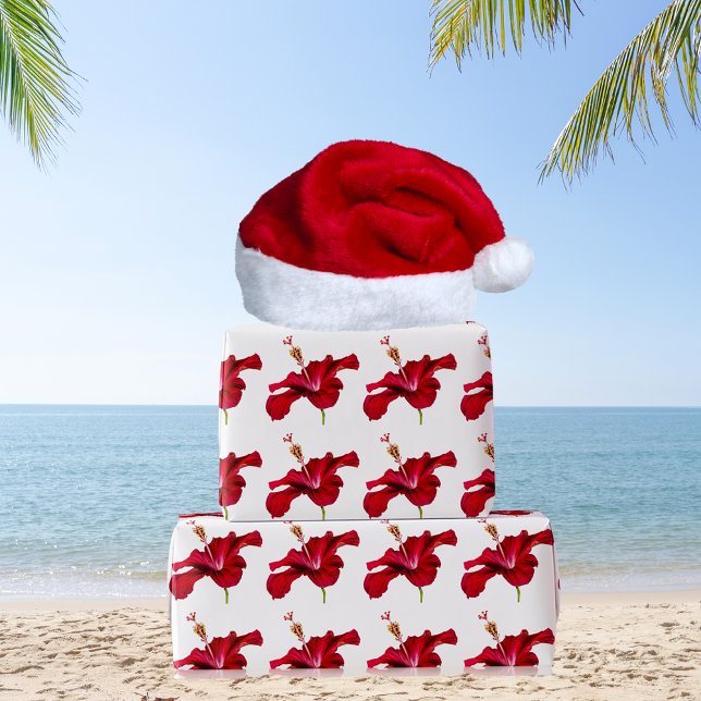 Papel De Regalo Vista lateral de las flores rojas de Hibiscus (Red Hibiscus Flower Side View Wrapping Paper)