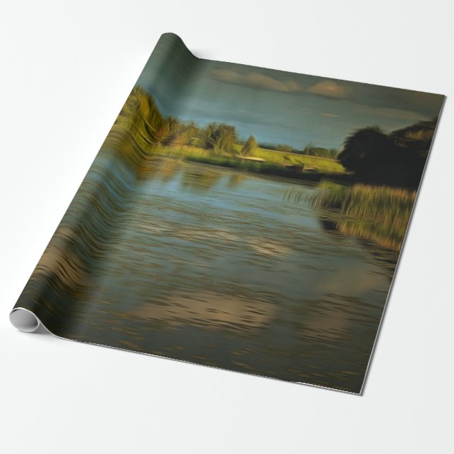 Papel De Regalo Vista Noir de un lago (Desenrollado)