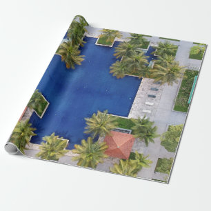 Papel De Regalo Vistas aéreas a la piscina rodeada de palmeras