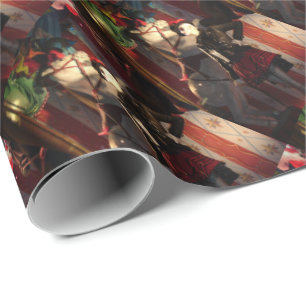 Papel De Regalo Visualización de la ventana de Navidad de época 