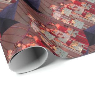 Papel De Regalo Visualización de la ventana de Navidad de época 