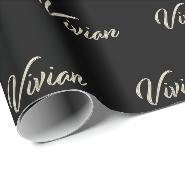 Papel De Regalo Vivian white gold Handwriting Geschenkpapier (Esquina del rollo)