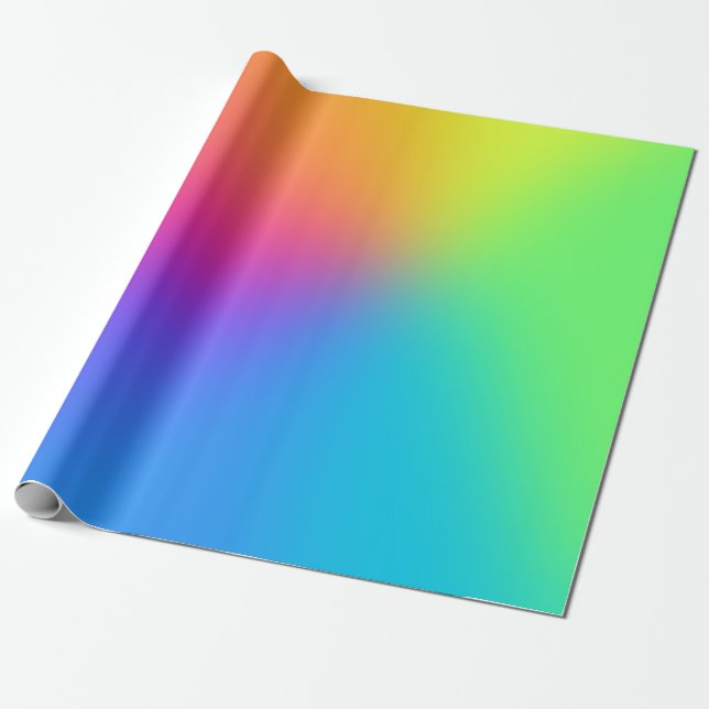 Papel De Regalo Vivid Rainbow Ombre Birday Party (Desenrollado)