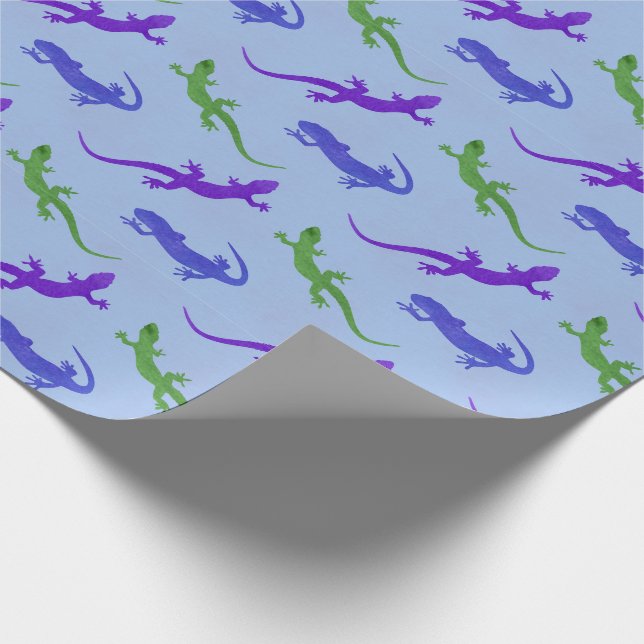 Papel De Regalo Vivid Salamander Silhouette en azul (Esquina)